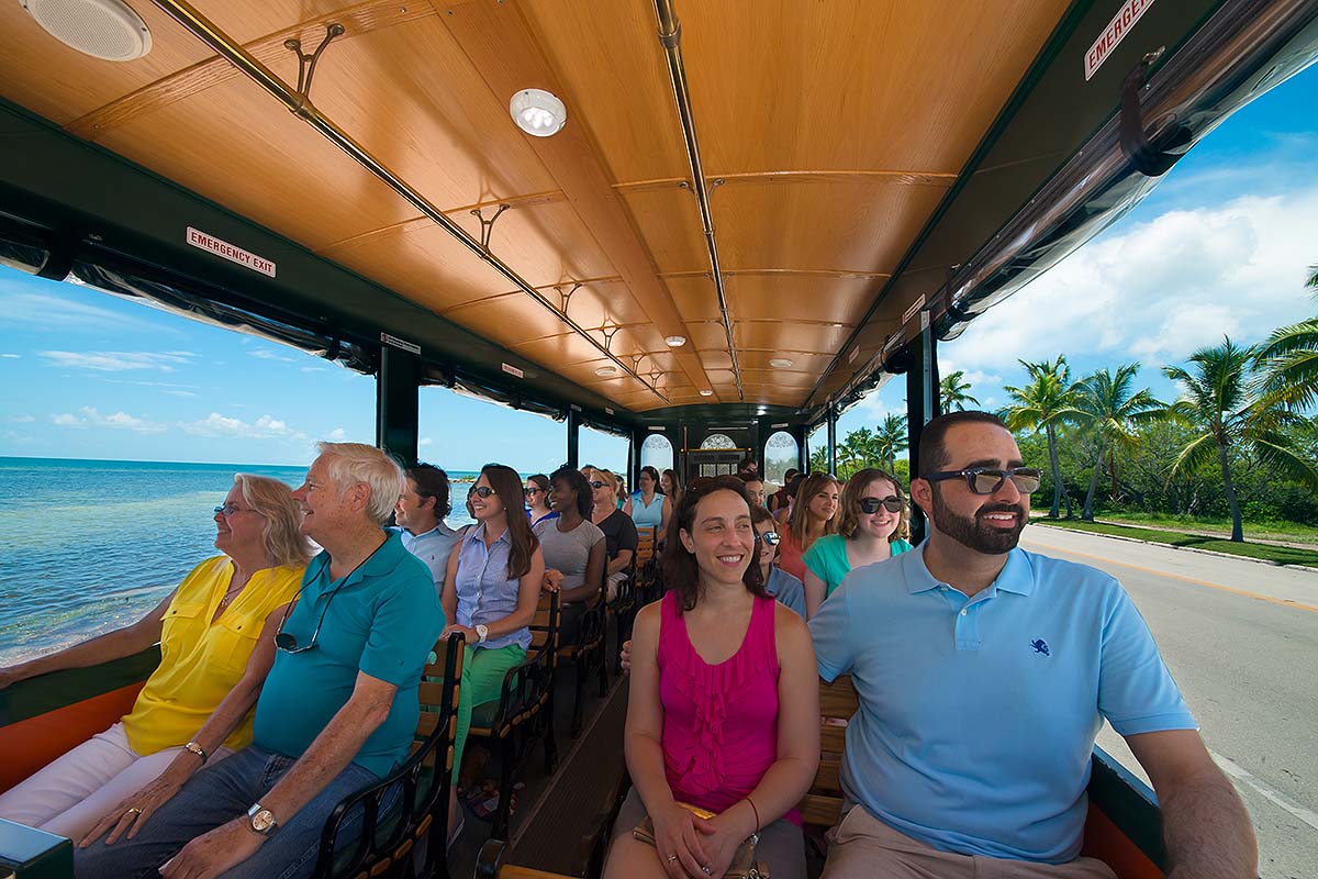 guests on Key West trolley