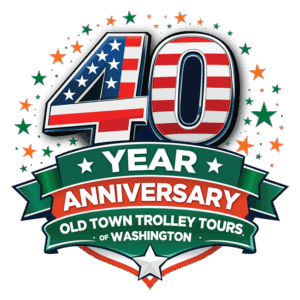 Old Town Trolley Tours of Washington DC 40 year anniversary logo