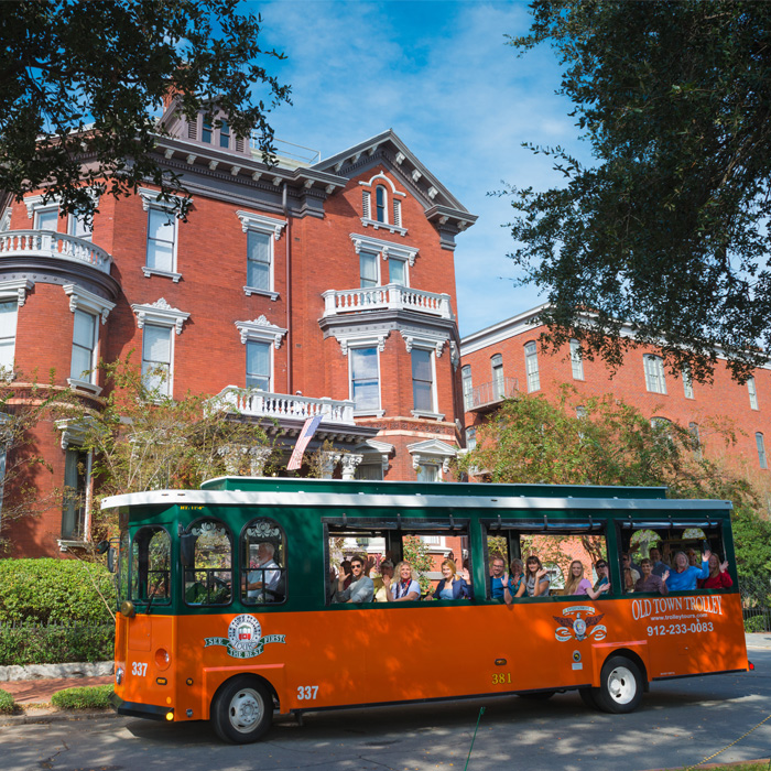 Trolley stop in savannah