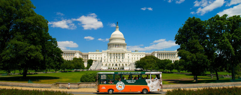 Trolley tour in front of capitol