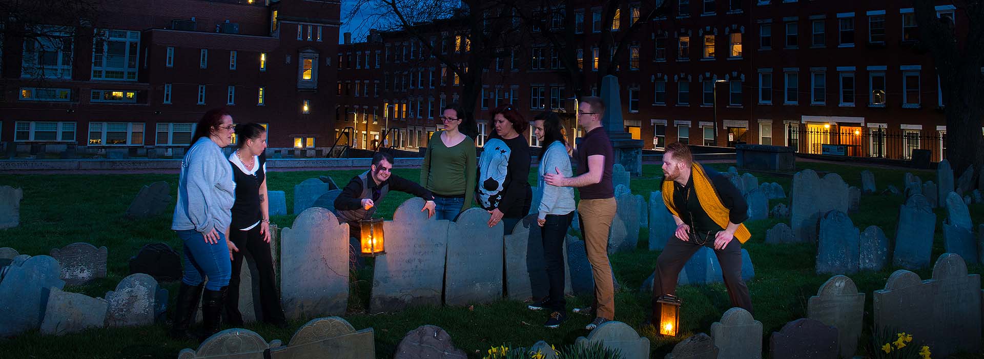 Boston Ghosts & Gravestones guests at Copps Hill Burying Ground