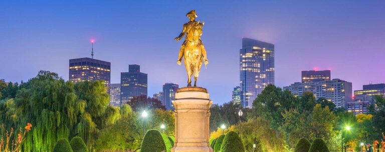 Boston Public Garden at night