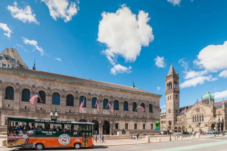 Boston trolley and public library