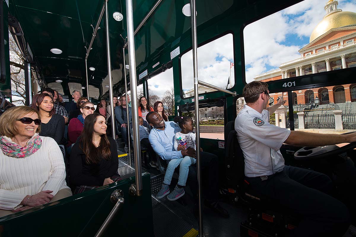 guests riding Old Town Trolley Tours of Boston