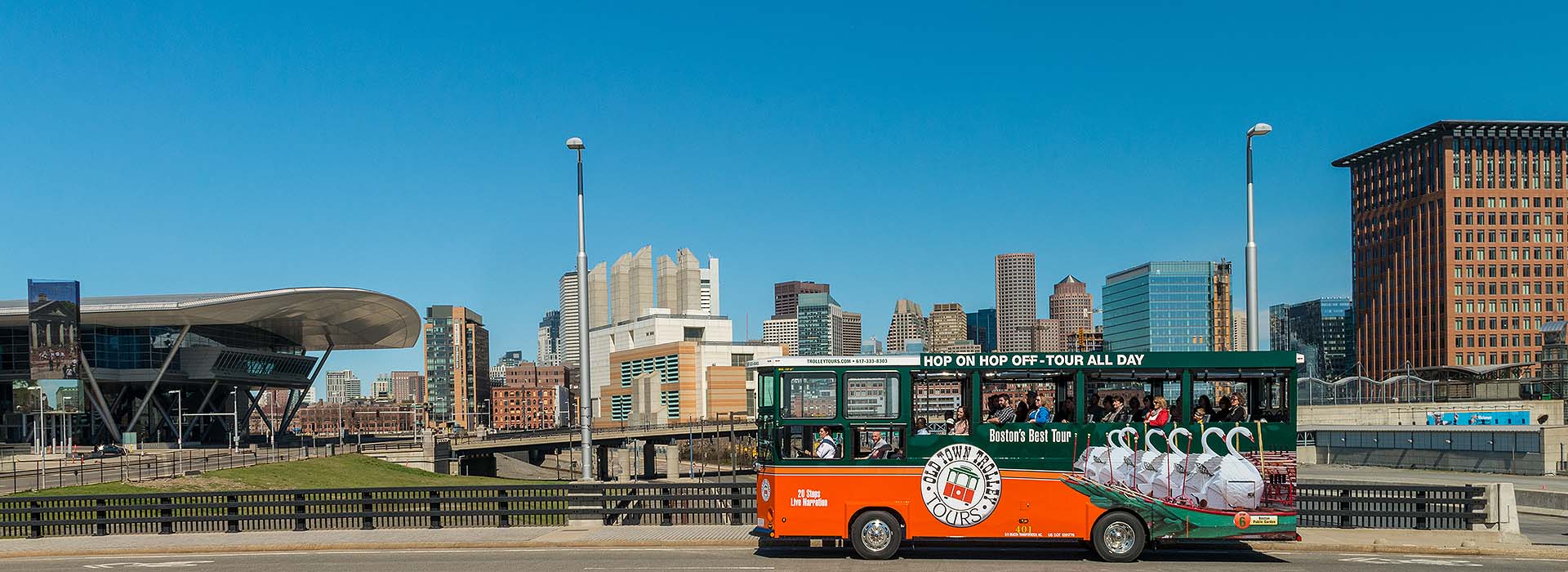 Boston trolley at Seaport District