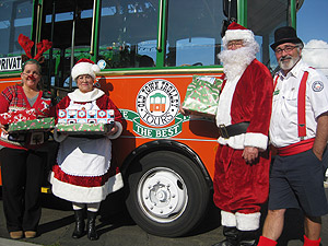 christmas trolley with santa