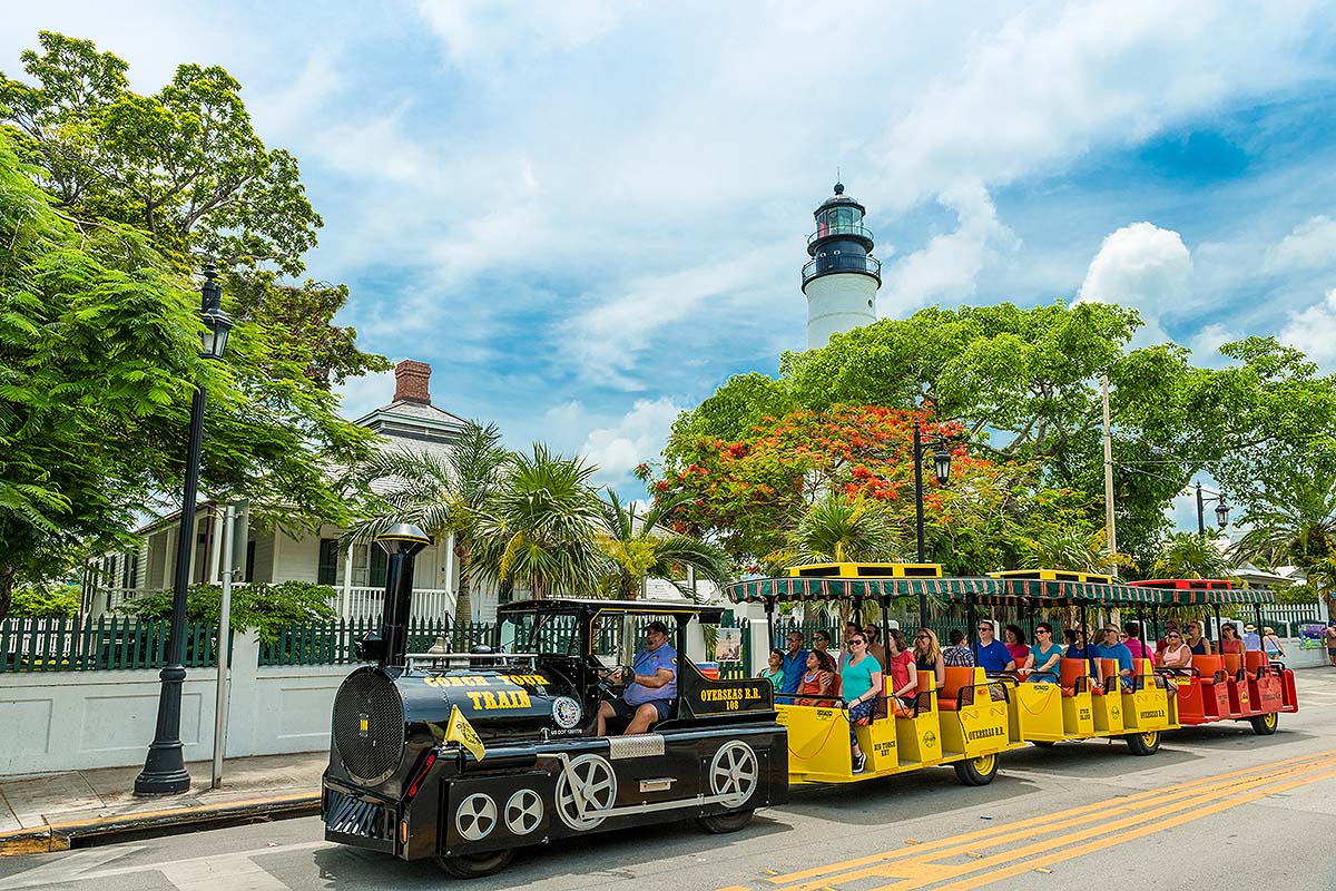 Conch Tour Train and Key West lighthouse