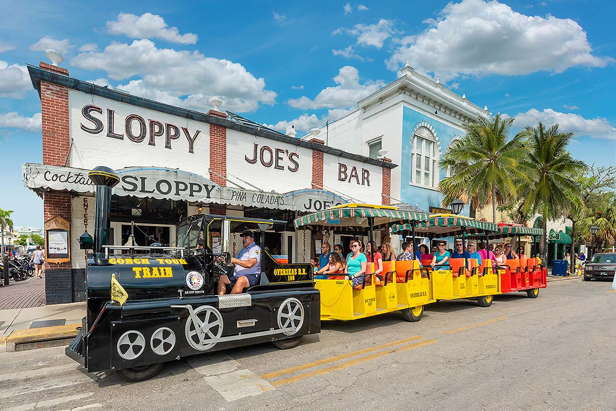 conch train driving by Sloppy Joes