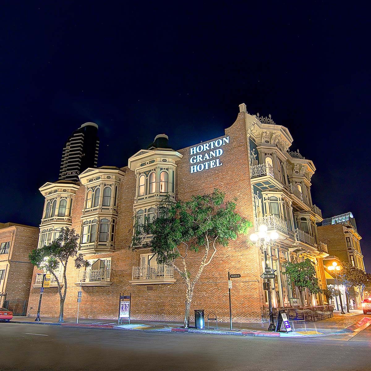 San Diego Horton Grand Hotel at night