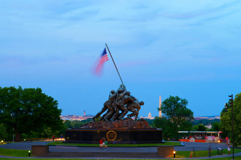 iwo jima on the monument by moonlight tour