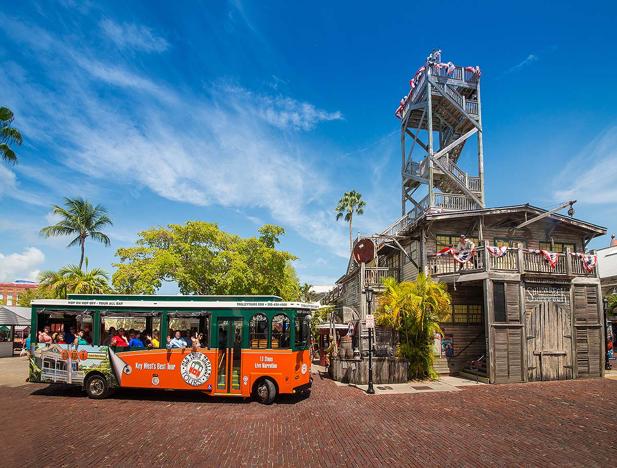 Key West trolley at Shipwreck Museum