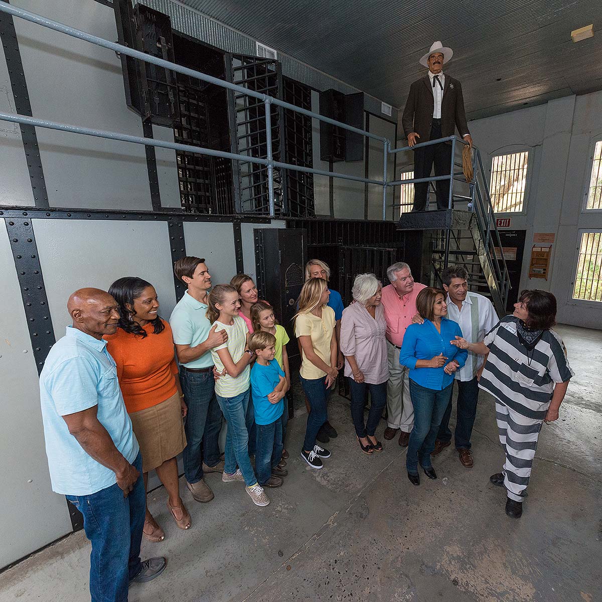 host giving guests tour of St. Augustine Old Jail