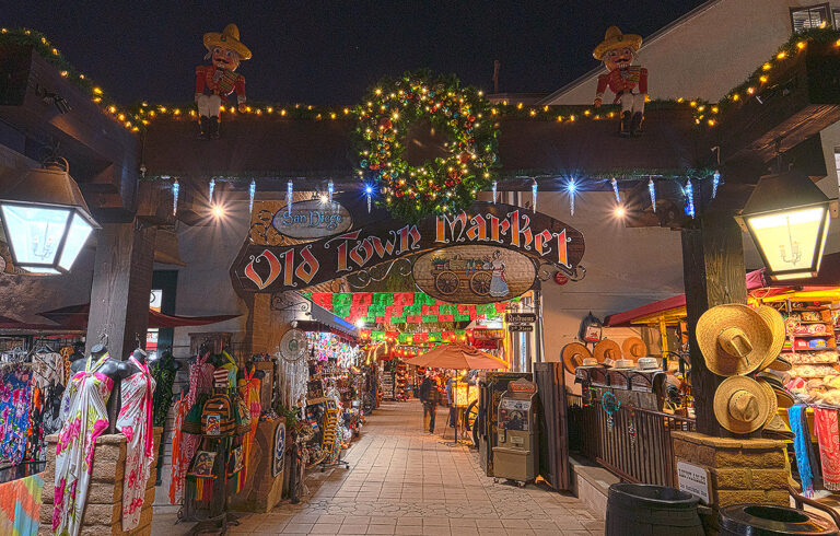 holiday decorations at San Diego Old Town Market