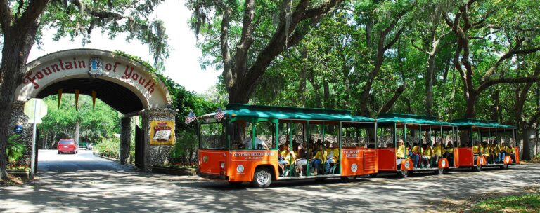 St. Augustine school field trip trolley at Fountain of Youth