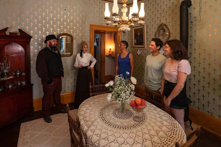guests touring Whaley House dining room