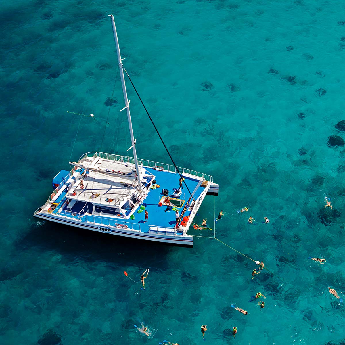 Fury catamaran aerial view