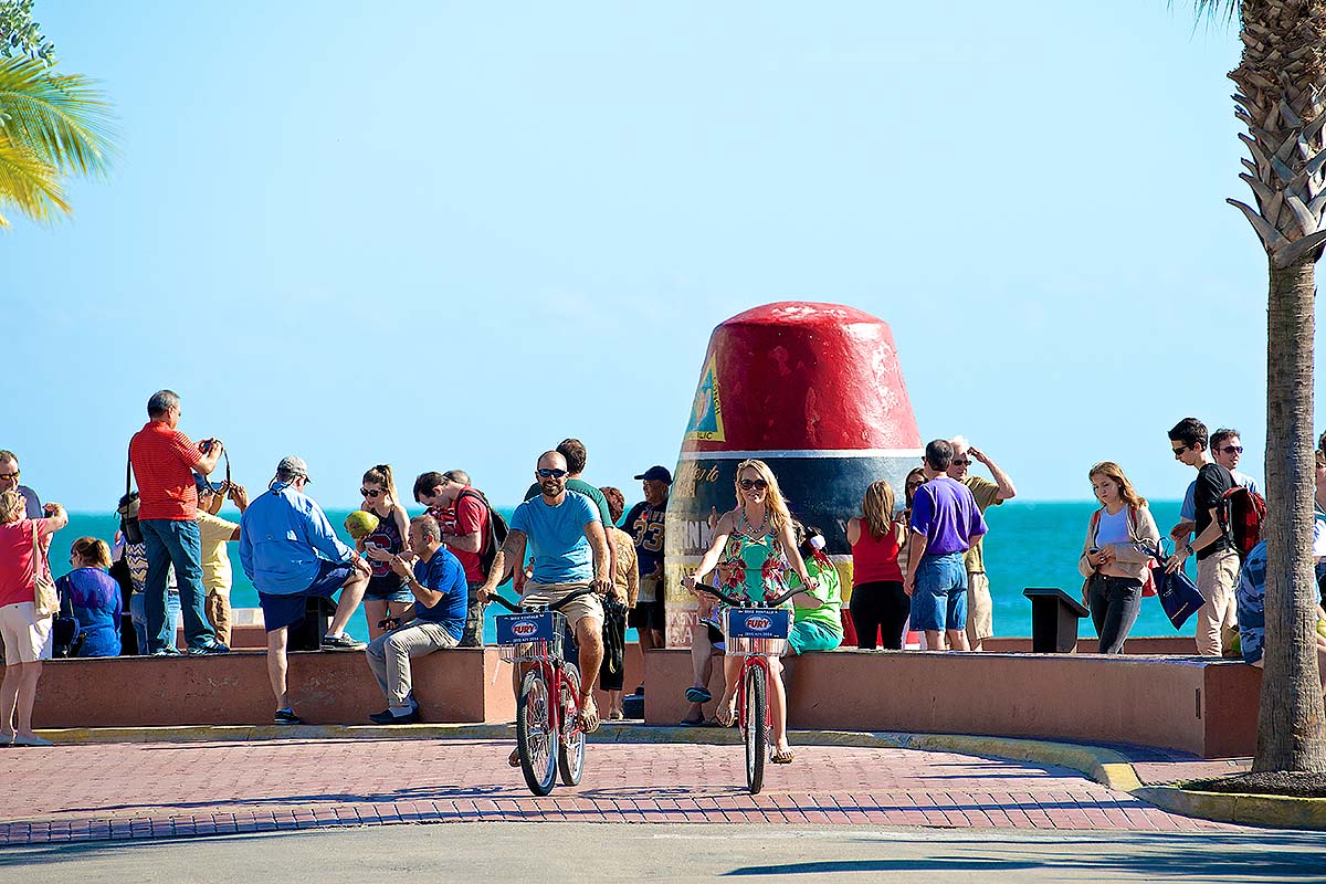 guests riding Fury bike rentals near Key West southernmost point