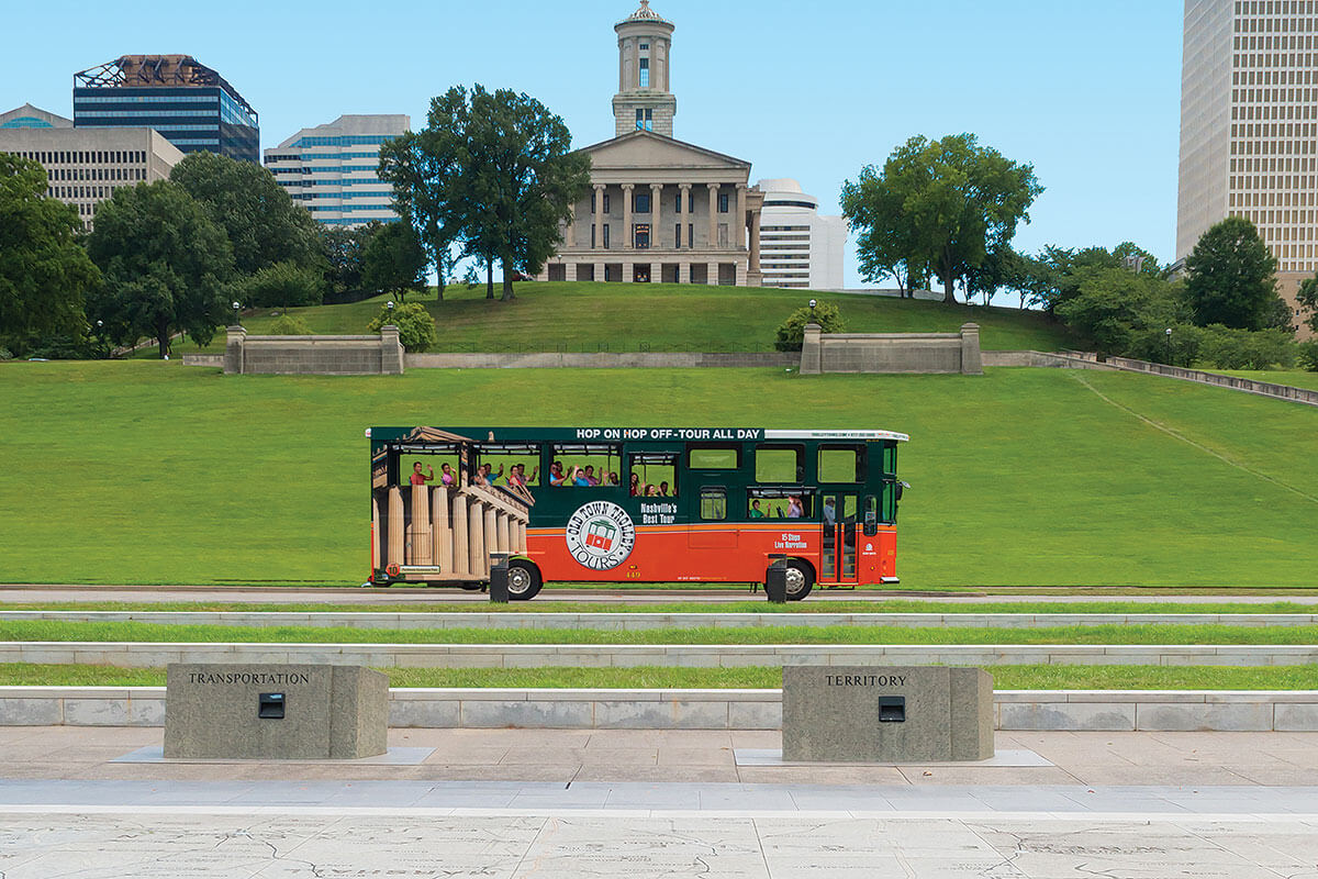 Nashville trolley and state capitol