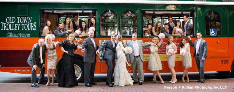 Boston trolley and wedding party