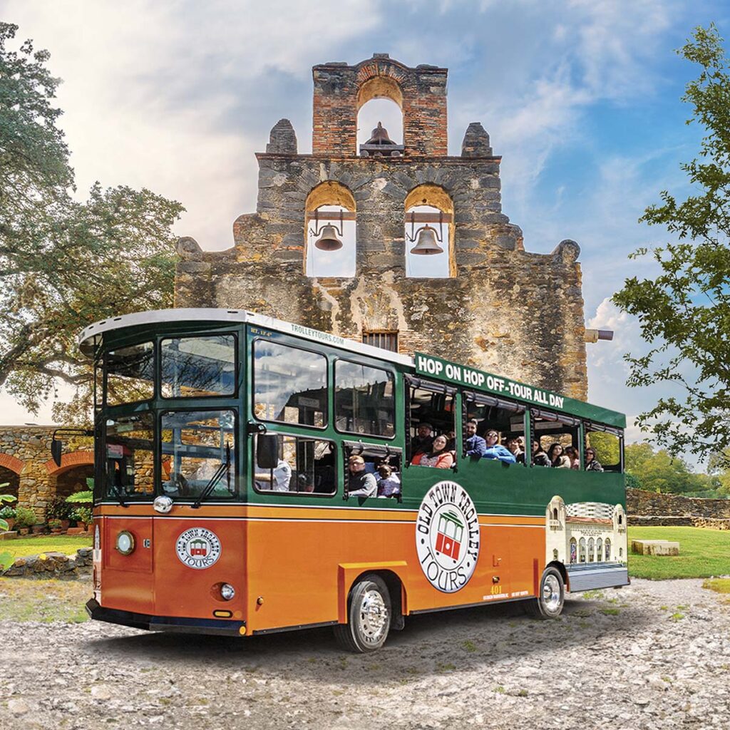 San Antonio trolley and Espada Mission