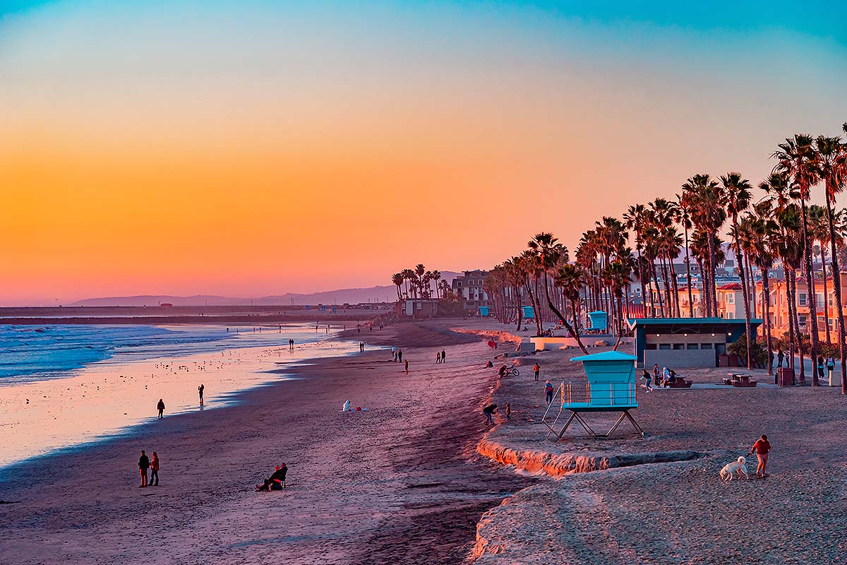 San Diego beach at sunset