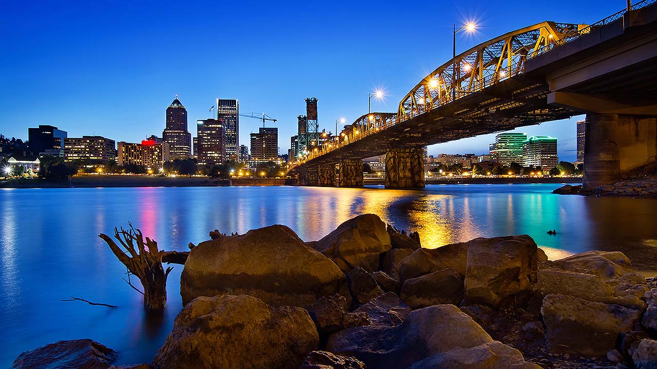 An eerie Portland landscape with haunted landmarks