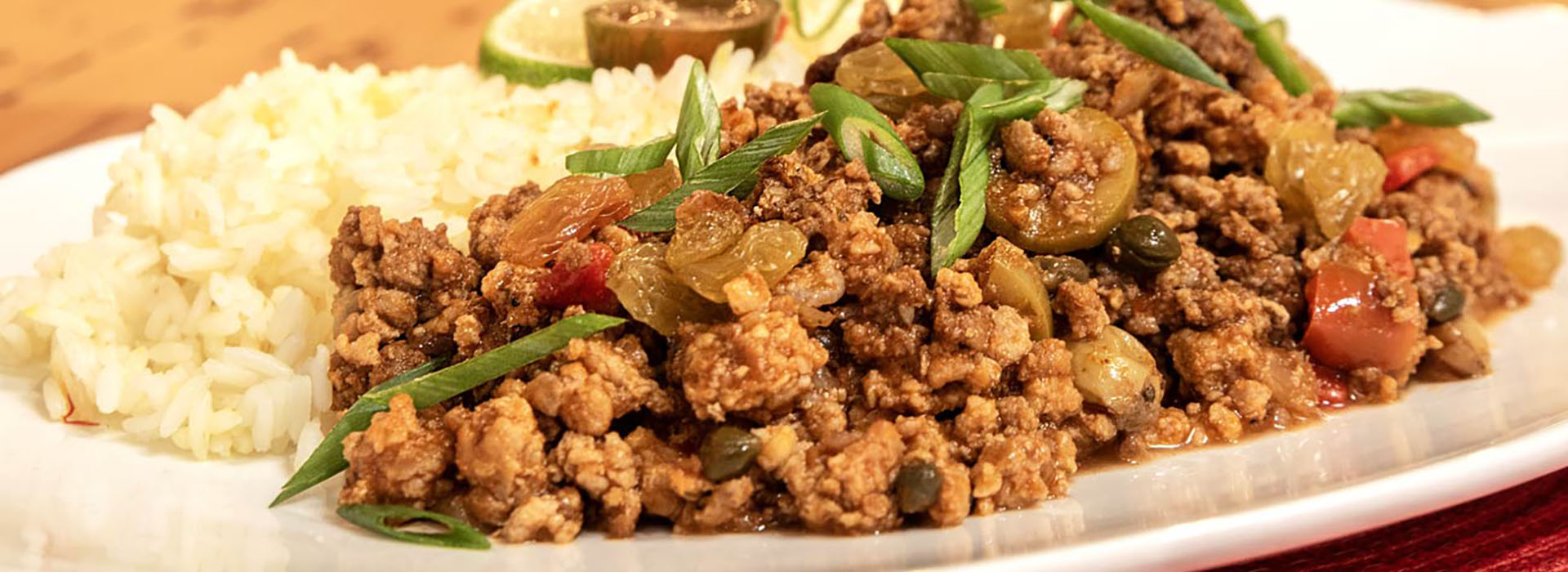 Cuban picadillo with rice