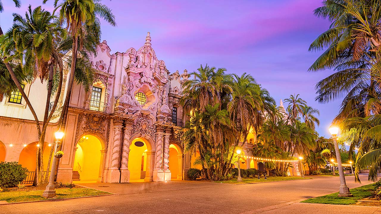 San Diego Balboa Park at sunset