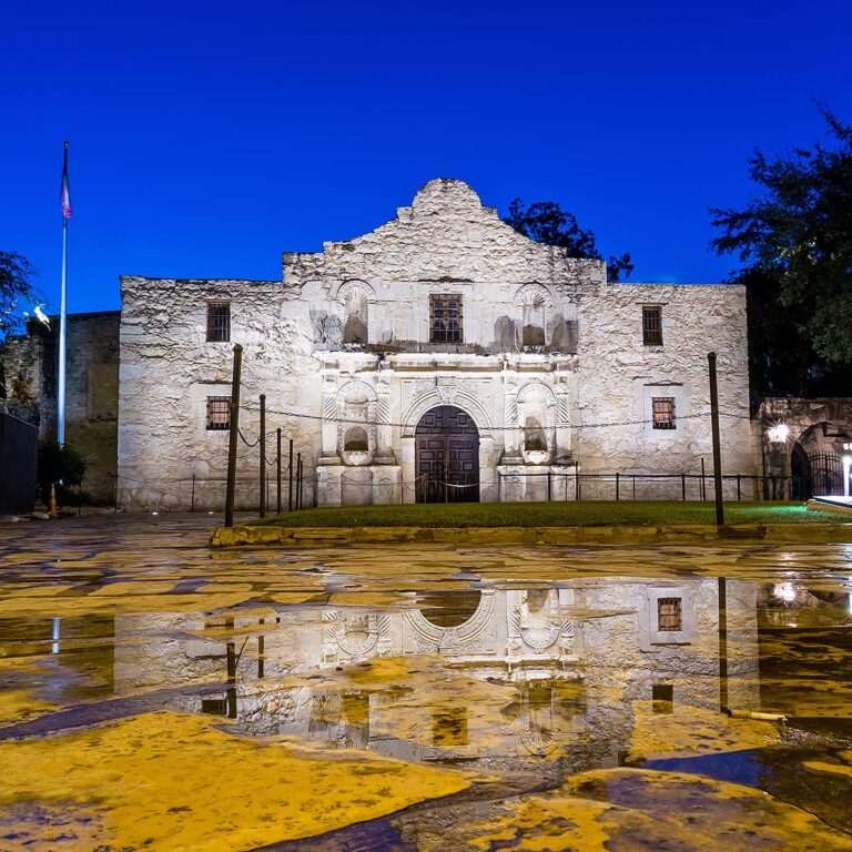 The Alamo at night