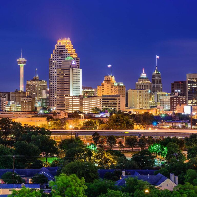 San Antonio city skyline at night