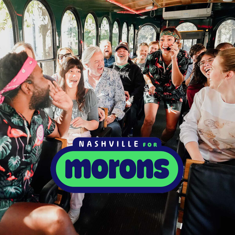 Nashville for Morons hosts and guests inside trolley
